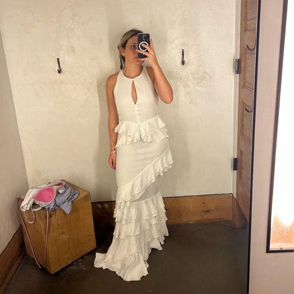 White Anthropologie Ruffle Dress - Picture 2 of 5